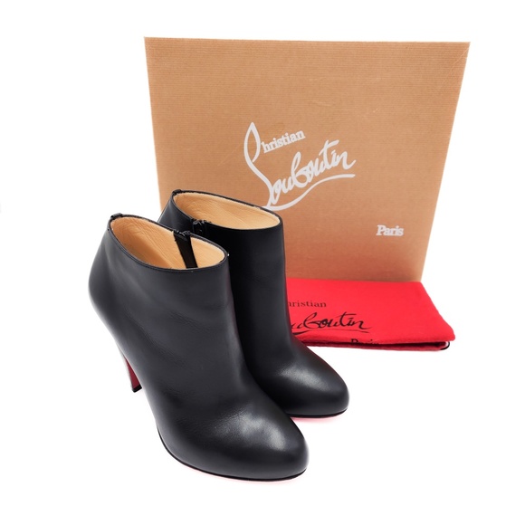 Christian Louboutin Bobsleigh Black 100 Leather Heeled Ankle Zip Booties EU 37.5 - Picture 11 of 11